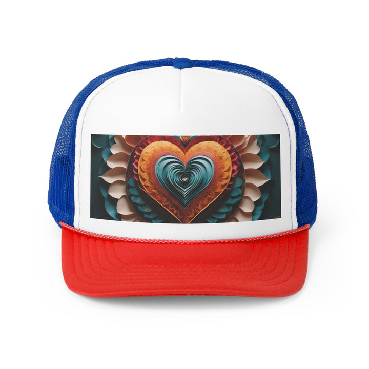 Layered Heart Artwork - Trucker Hat - Hats - g(0D·IO) - Blue/Red - One size -