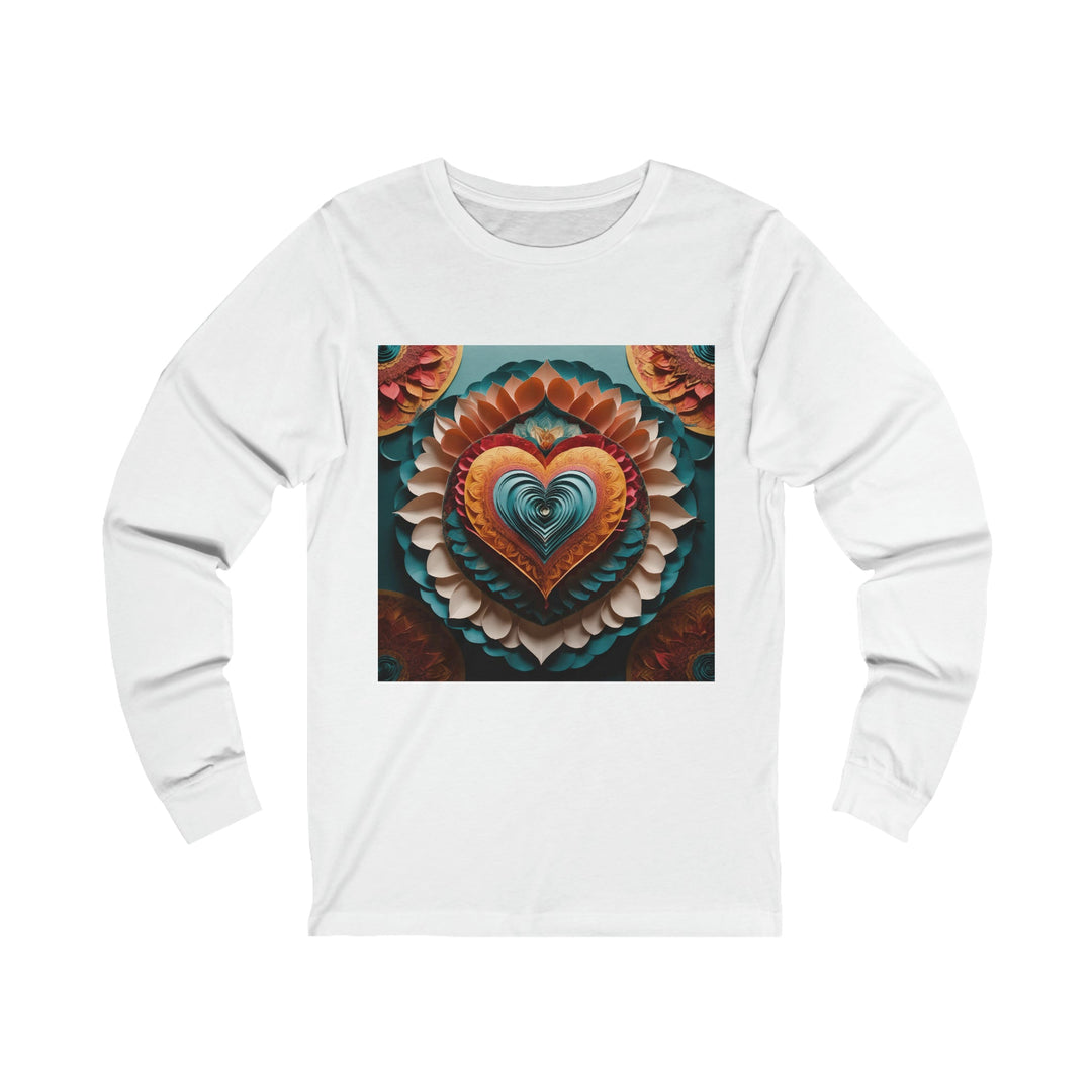 Layered Heart Artwork - Unisex Jersey Long Sleeve Tee - Long-sleeve - g(0D·IO) - S - White -