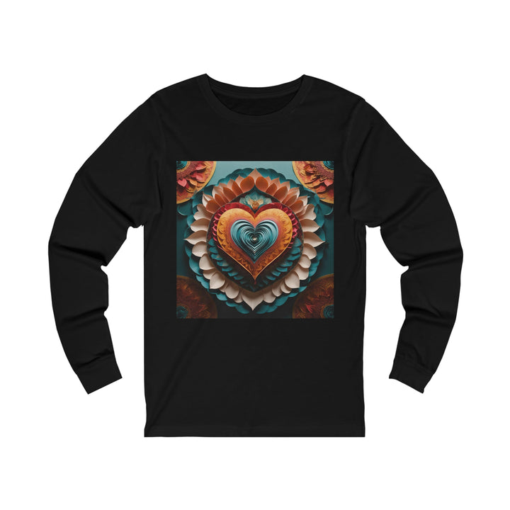 Layered Heart Artwork - Unisex Jersey Long Sleeve Tee - Long-sleeve - g(0D·IO) - S - Black -