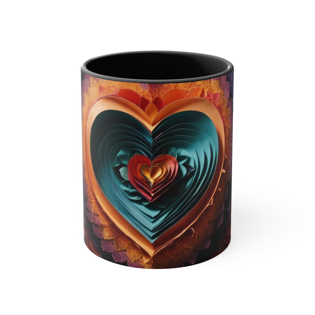 Layered Heart Bloom - Accent Coffee Mug - Mug - g(0D·IO) - Black - 11oz -