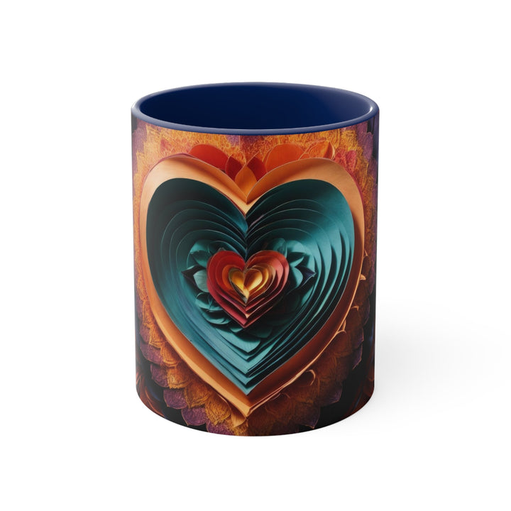 Layered Heart Bloom - Accent Coffee Mug - Mug - g(0D·IO) - Navy - 11oz -