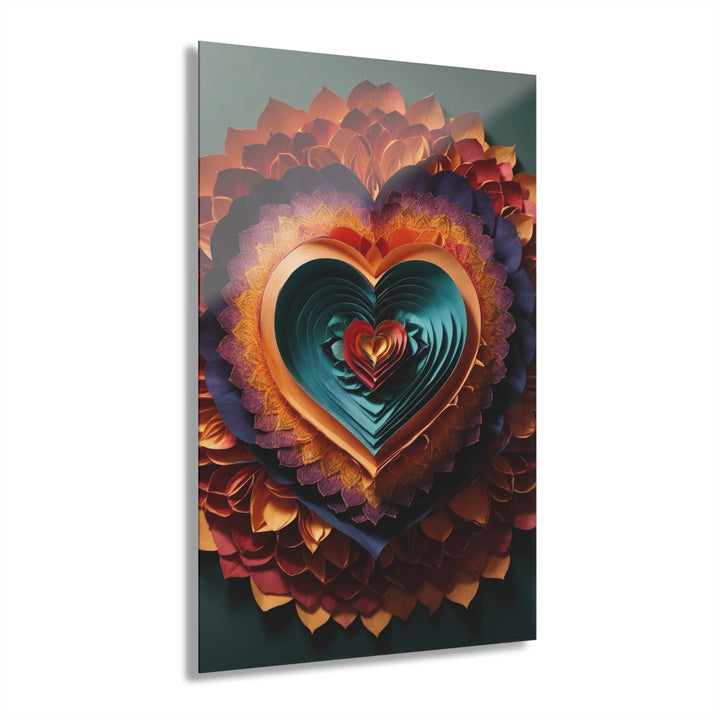 Layered Heart Bloom - Acrylic Prints (French Cleat Hanging) - Home Decor - g(0D·IO) - 24" x 36" (Vertical) - 0.25'' -