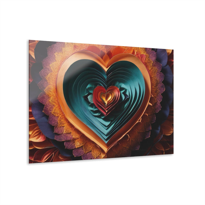 Layered Heart Bloom - Acrylic Prints (French Cleat Hanging) - Home Decor - g(0D·IO) - 36" x 24" (Horizontal) - 0.25'' -