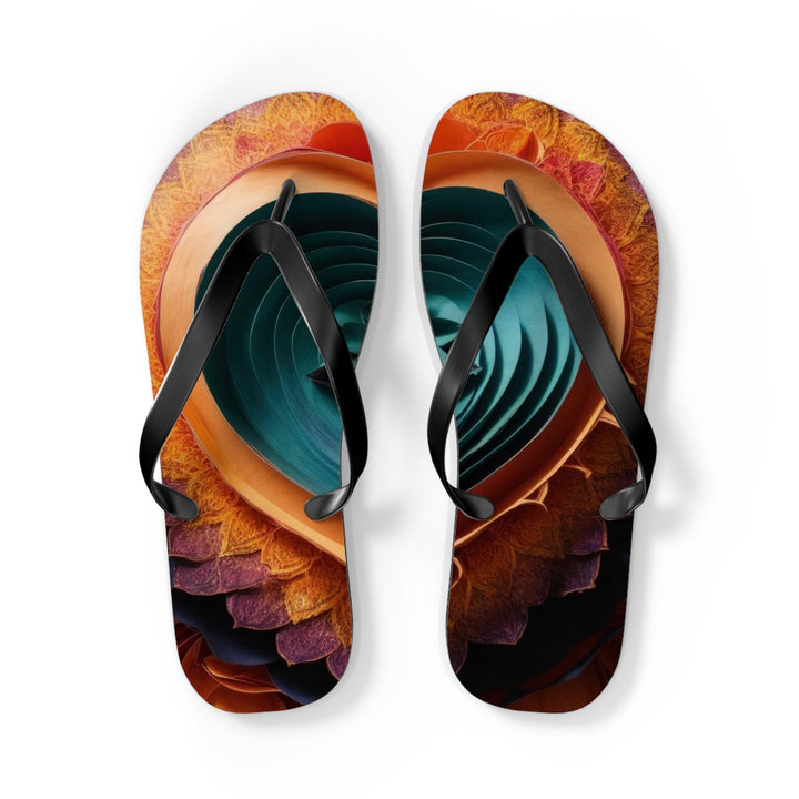 Layered Heart Bloom - Flip Flops - Shoes - g(0D·IO) - L - Black sole -