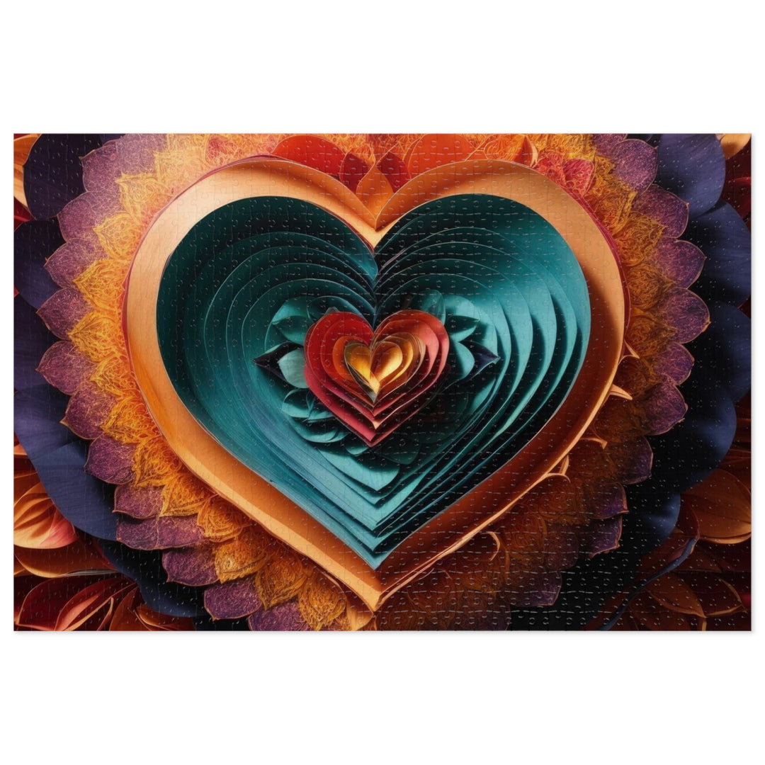 Layered Heart Bloom - Jigsaw Puzzle (100, 252, 500, 1000 pieces) - Puzzle - g(0D·IO) - 29.25" × 19.75" (1000 pcs) - -