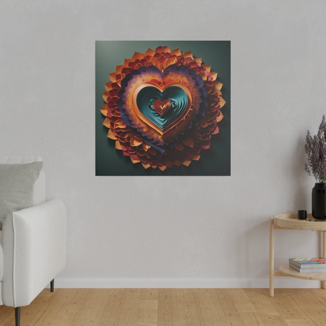 Layered Heart Bloom - Matte Canvas - Canvas - g(0D·IO) - 32" x 32" (Square) - 0.75'' -