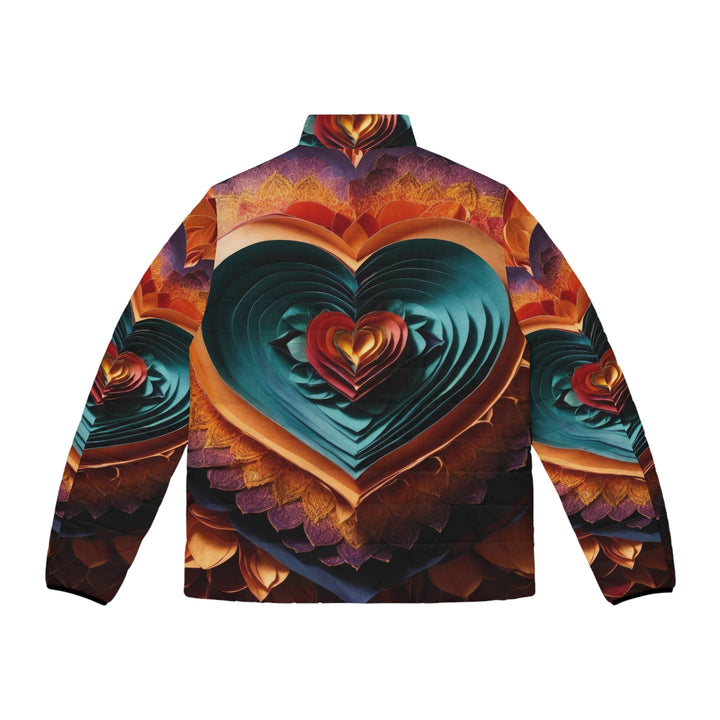 Layered Heart Bloom - Puffer Jacket - All Over Prints - g(0D·IO) - S - Black zipper -