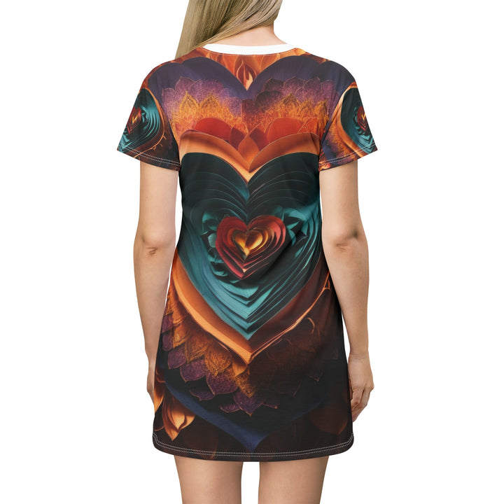 Layered Heart Bloom - T-Shirt Dress - All Over Prints - g(0D·IO) - XS - -