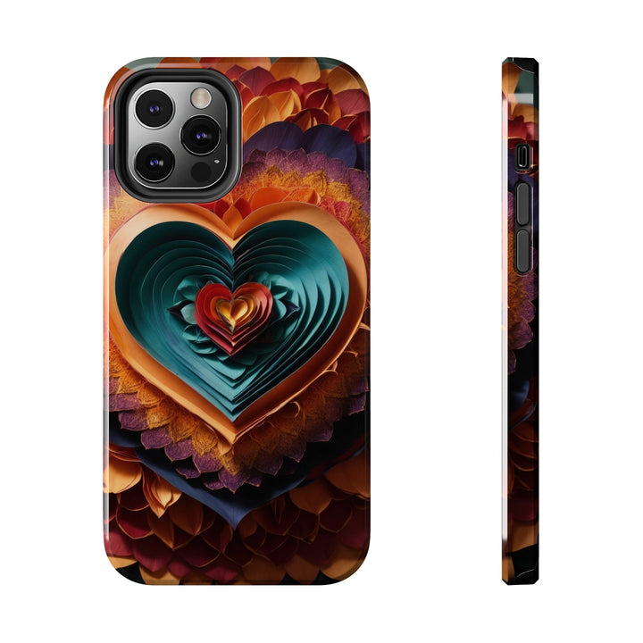 Layered Heart Bloom - Tough Phone Case - Phone Case - g(0D·IO) - iPhone 12 Pro - -