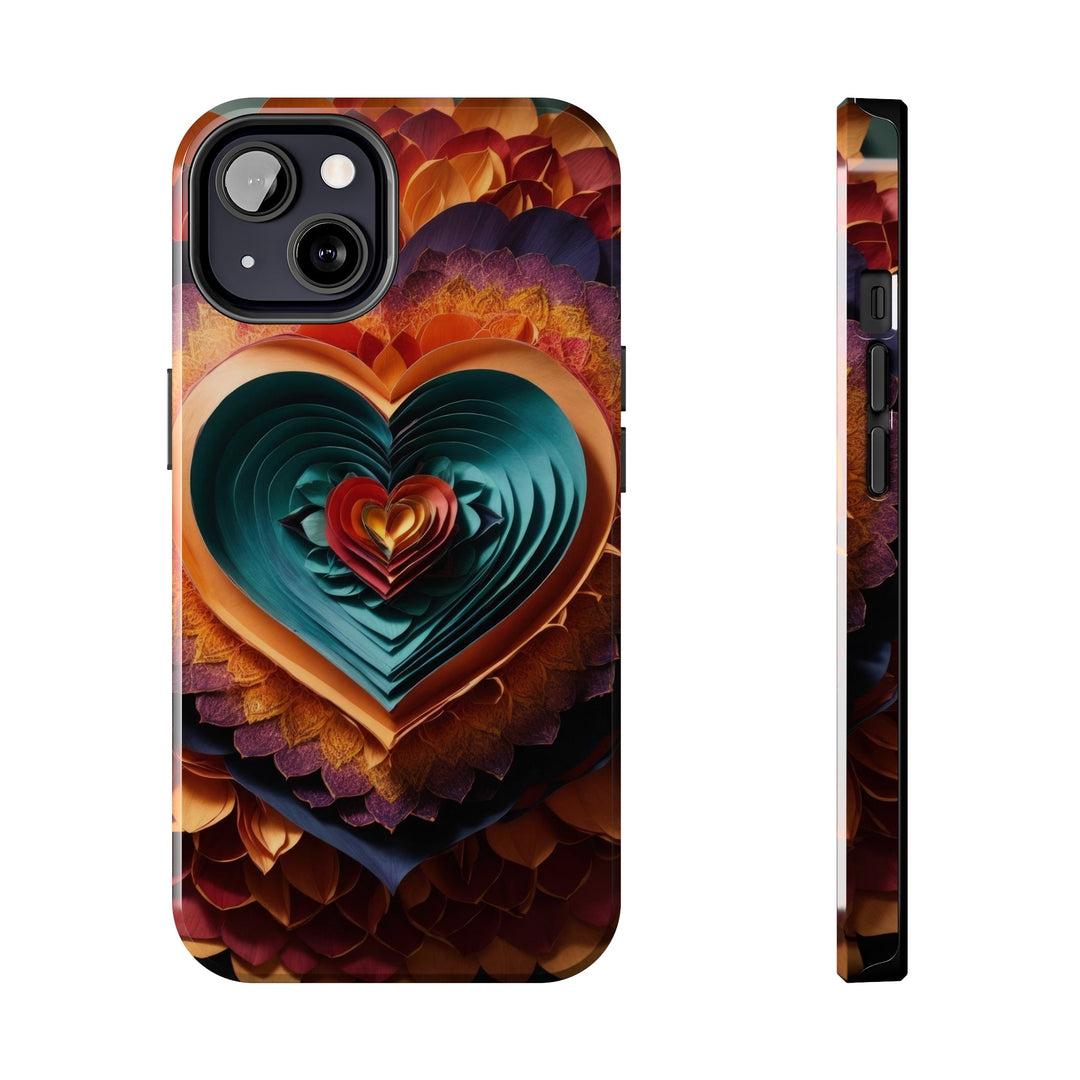 Layered Heart Bloom - Tough Phone Case - Phone Case - g(0D·IO) - iPhone 13 - -