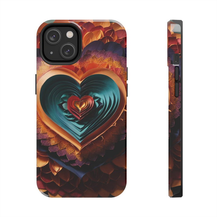 Layered Heart Bloom - Tough Phone Case - Phone Case - g(0D·IO) - iPhone 14 - -