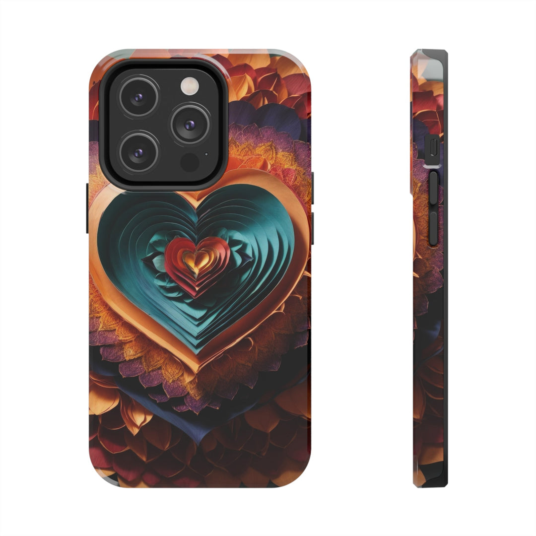 Layered Heart Bloom - Tough Phone Case - Phone Case - g(0D·IO) - iPhone 14 Pro - -