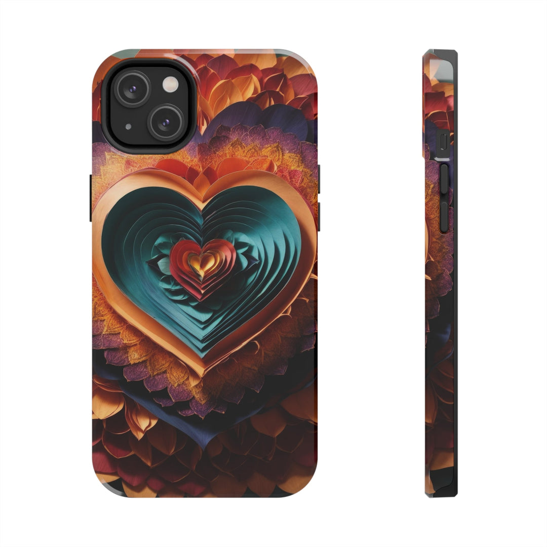 Layered Heart Bloom - Tough Phone Case - Phone Case - g(0D·IO) - iPhone 14 Plus - -