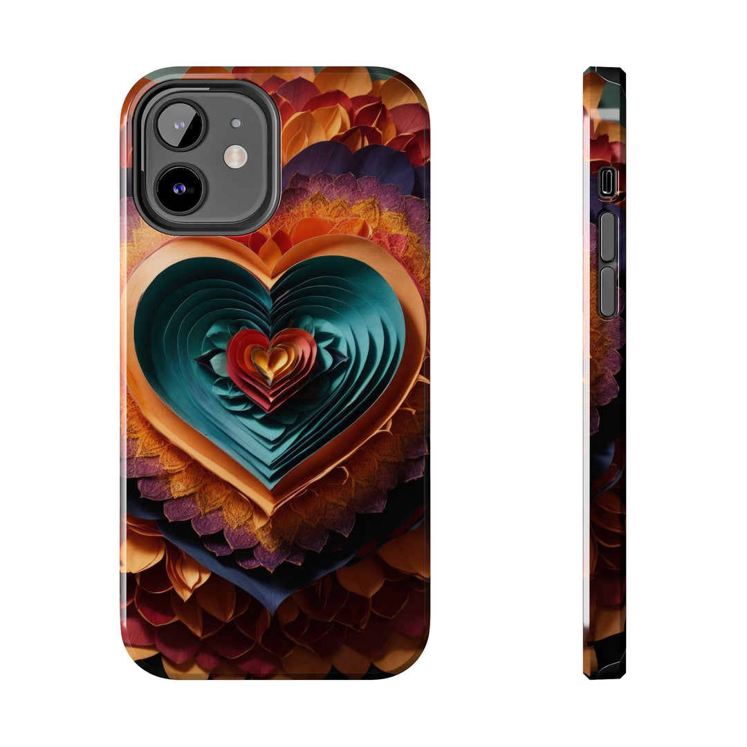 Layered Heart Bloom - Tough Phone Case - Phone Case - g(0D·IO) - iPhone 12 - -