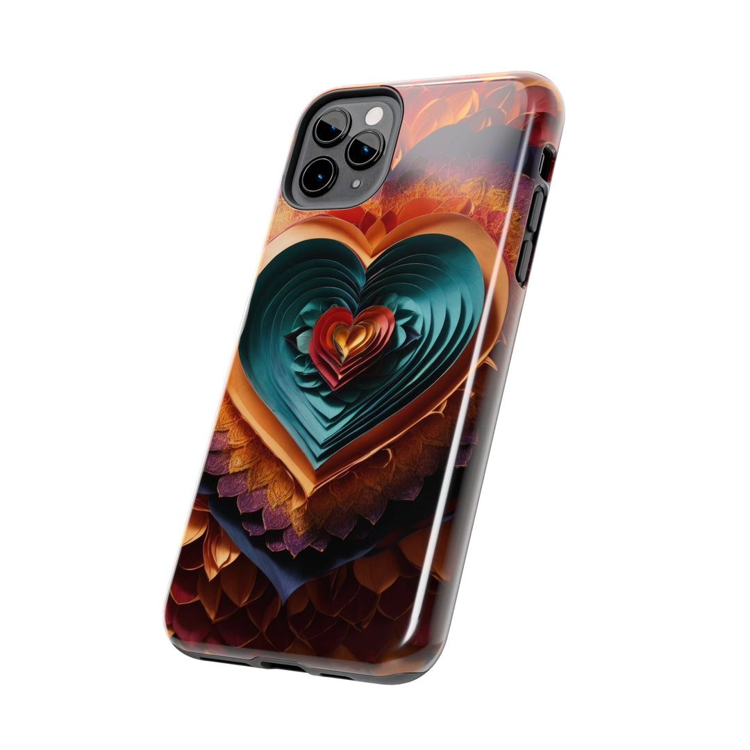 Layered Heart Bloom - Tough Phone Case - Phone Case - g(0D·IO) - iPhone 13 Mini - -