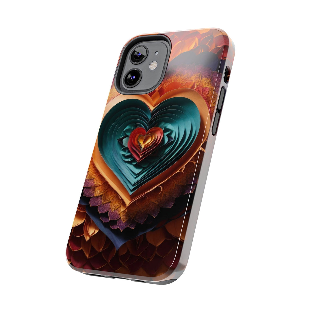 Layered Heart Bloom - Tough Phone Case - Phone Case - g(0D·IO) - iPhone 13 Mini - -