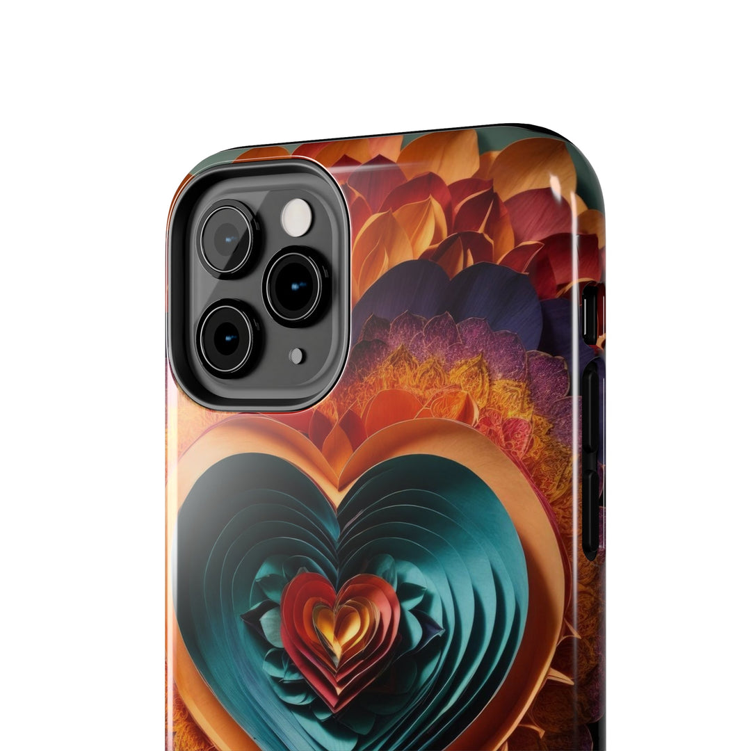 Layered Heart Bloom - Tough Phone Case - Phone Case - g(0D·IO) - iPhone 13 Mini - -