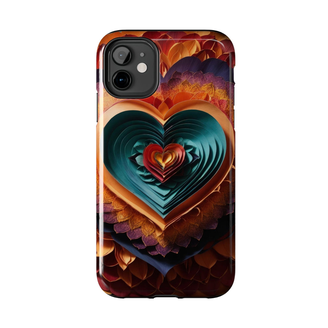 Layered Heart Bloom - Tough Phone Case - Phone Case - g(0D·IO) - iPhone 13 Mini - -