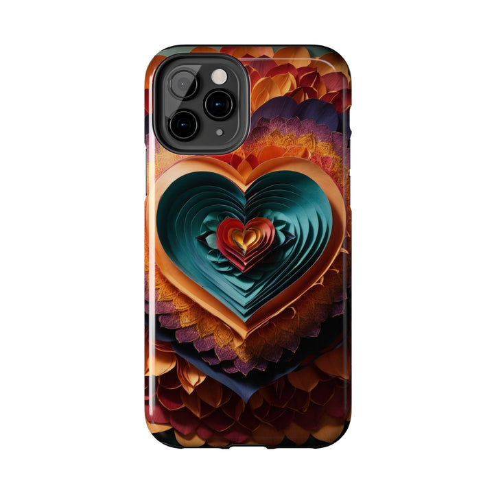 Layered Heart Bloom - Tough Phone Case - Phone Case - g(0D·IO) - iPhone 13 Mini - -