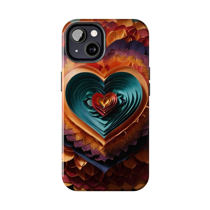 Layered Heart Bloom - Tough Phone Case - Phone Case - g(0D·IO) - iPhone 13 Mini - -