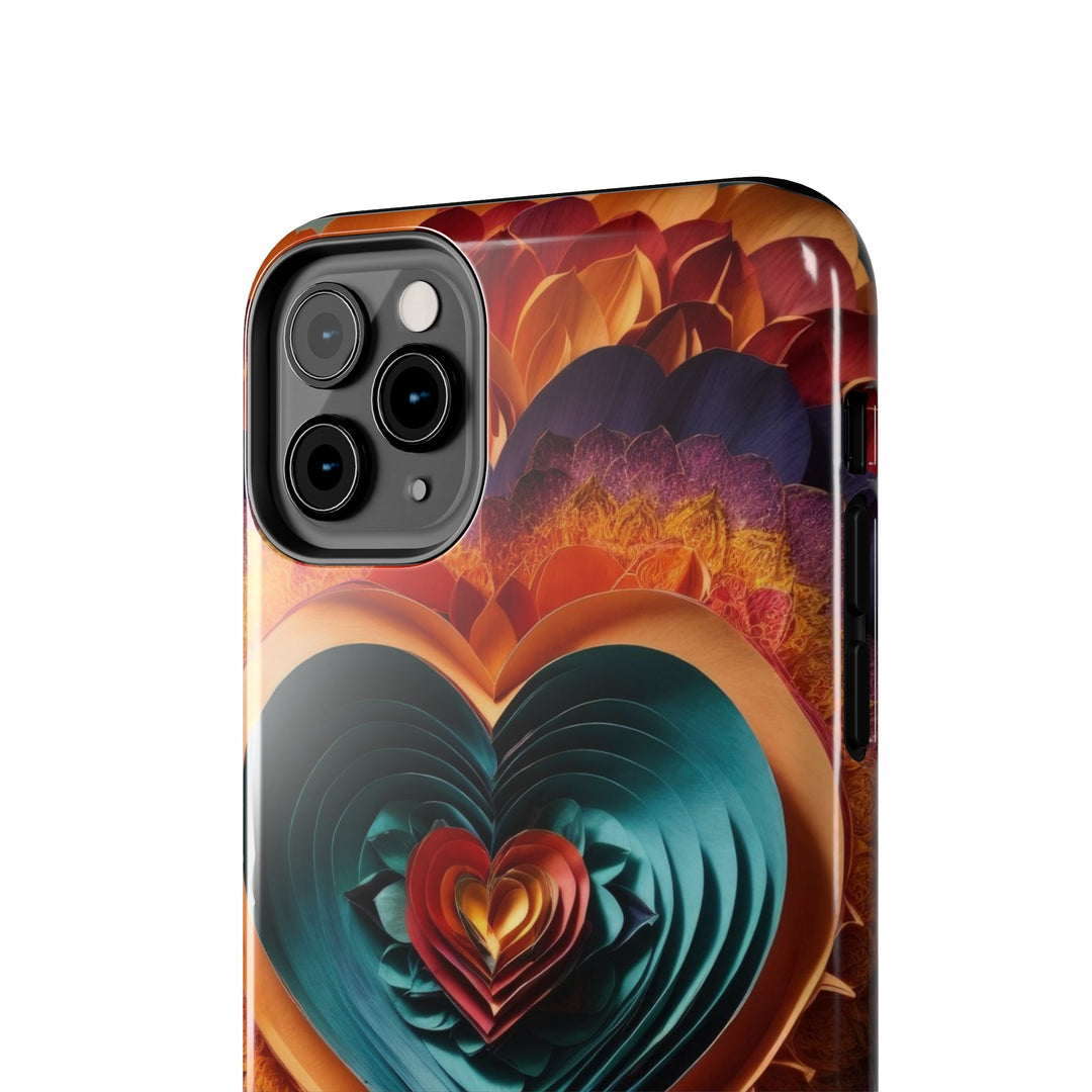 Layered Heart Bloom - Tough Phone Case - Phone Case - g(0D·IO) - iPhone 13 Mini - -