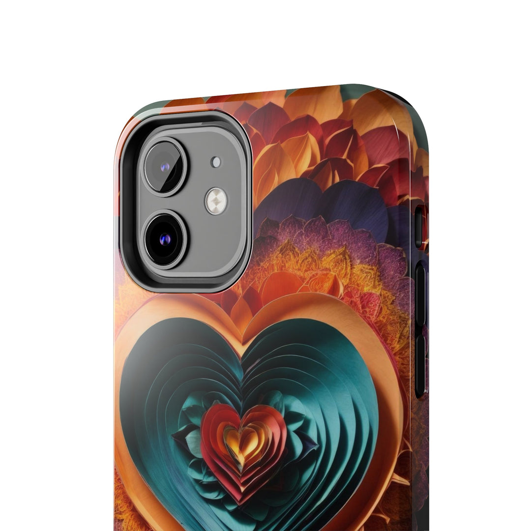 Layered Heart Bloom - Tough Phone Case - Phone Case - g(0D·IO) - iPhone 13 Mini - -