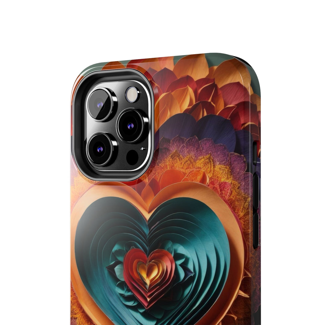 Layered Heart Bloom - Tough Phone Case - Phone Case - g(0D·IO) - iPhone 13 Mini - -