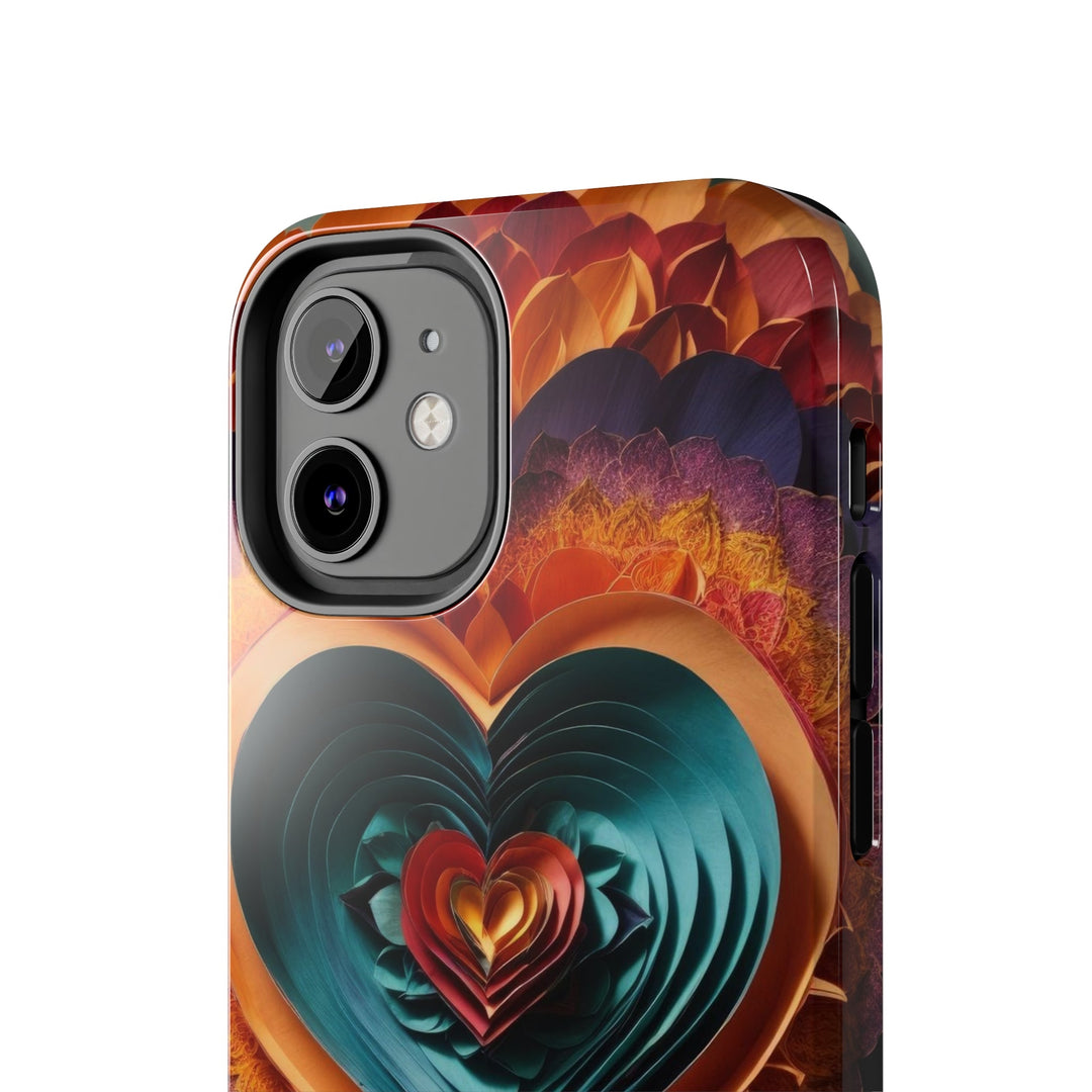 Layered Heart Bloom - Tough Phone Case - Phone Case - g(0D·IO) - iPhone 13 Mini - -