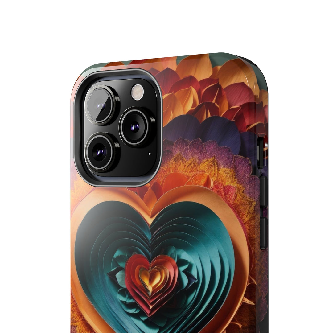 Layered Heart Bloom - Tough Phone Case - Phone Case - g(0D·IO) - iPhone 13 Mini - -