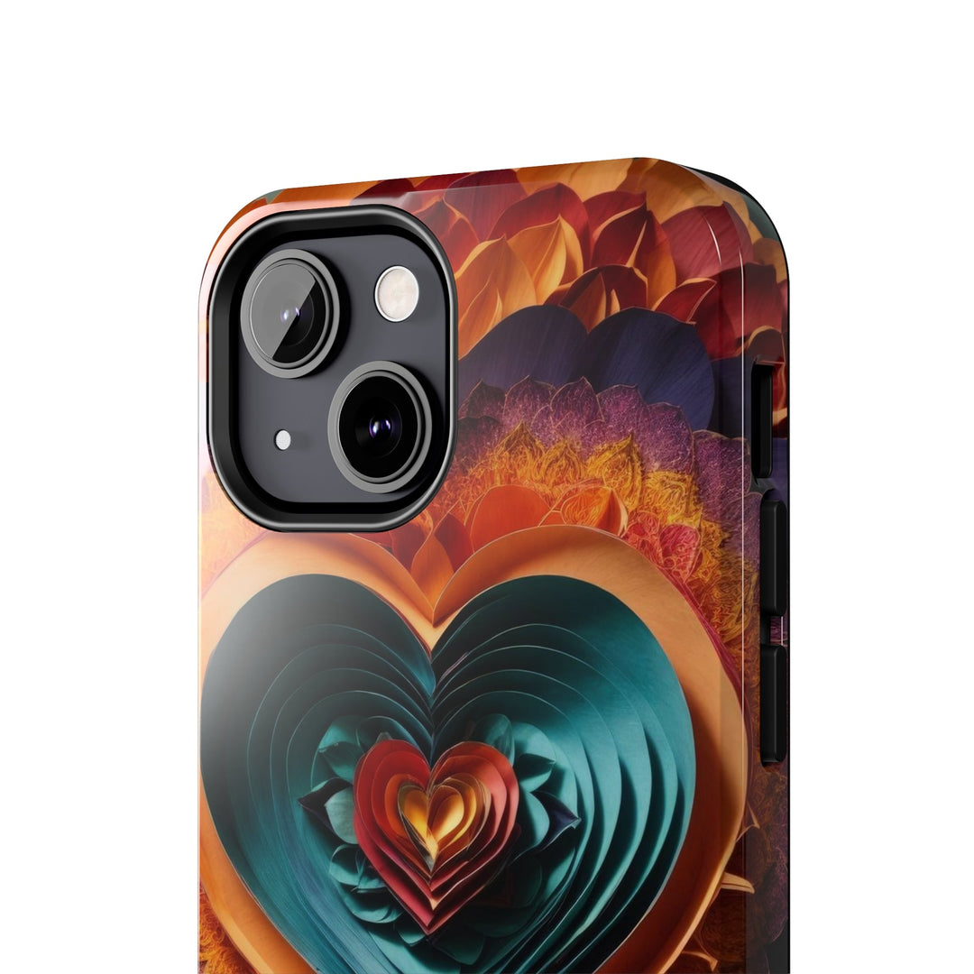 Layered Heart Bloom - Tough Phone Case - Phone Case - g(0D·IO) - iPhone 13 Mini - -