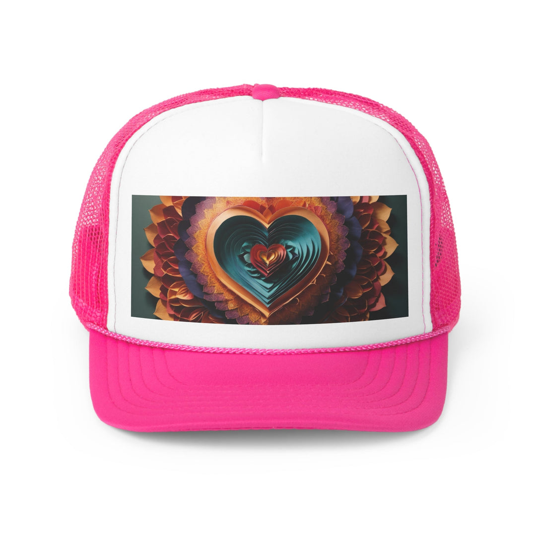 Layered Heart Bloom - Trucker Hat - Hats - g(0D·IO) - Pink - One size -