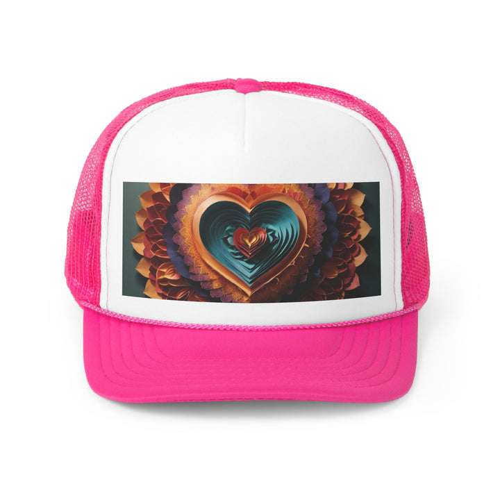 Layered Heart Bloom - Trucker Hat - Hats - g(0D·IO) - Pink - One size -