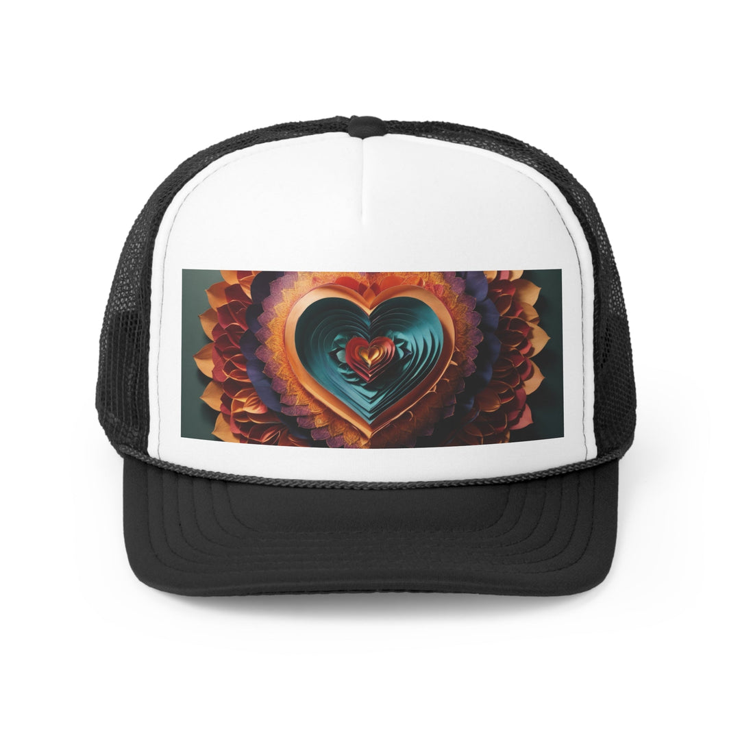 Layered Heart Bloom - Trucker Hat - Hats - g(0D·IO) - Black - One size -