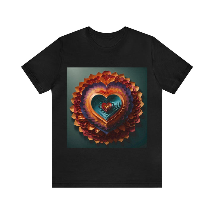 Layered Heart Bloom - Unisex Jersey Short Sleeve Tee - T-Shirt - g(0D·IO) - Black - S -