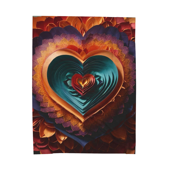 Layered Heart Bloom - Velveteen Plush Blanket - All Over Prints - g(0D·IO) - 60" × 80" - -