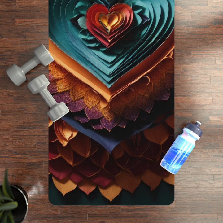 Layered Heart Bloom - Yoga Mat - Home Decor - g(0D·IO) - 24” x 68” - -