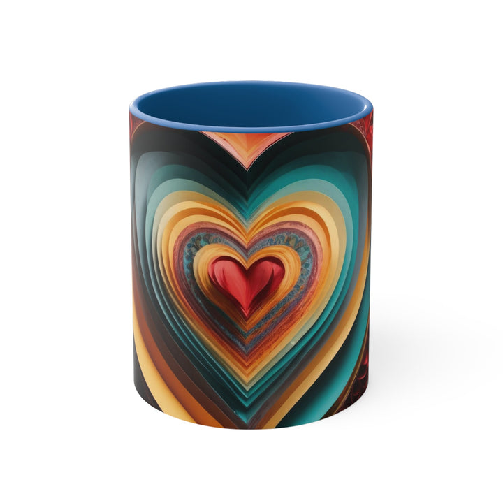 Layered Heart Blossoms - Accent Coffee Mug - Mug - g(0D·IO) - Blue - 11oz -