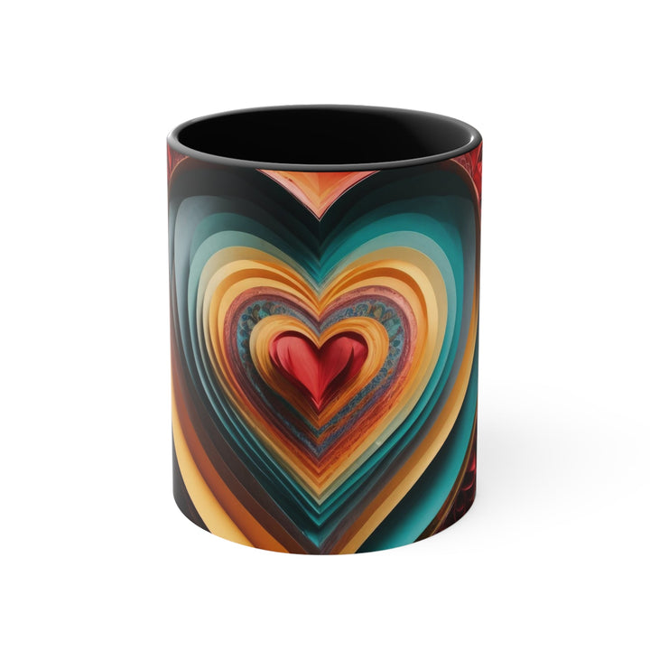 Layered Heart Blossoms - Accent Coffee Mug - Mug - g(0D·IO) - Black - 11oz -