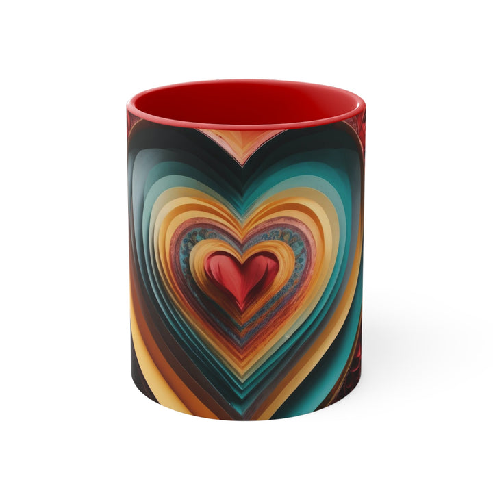 Layered Heart Blossoms - Accent Coffee Mug - Mug - g(0D·IO) - Red - 11oz -