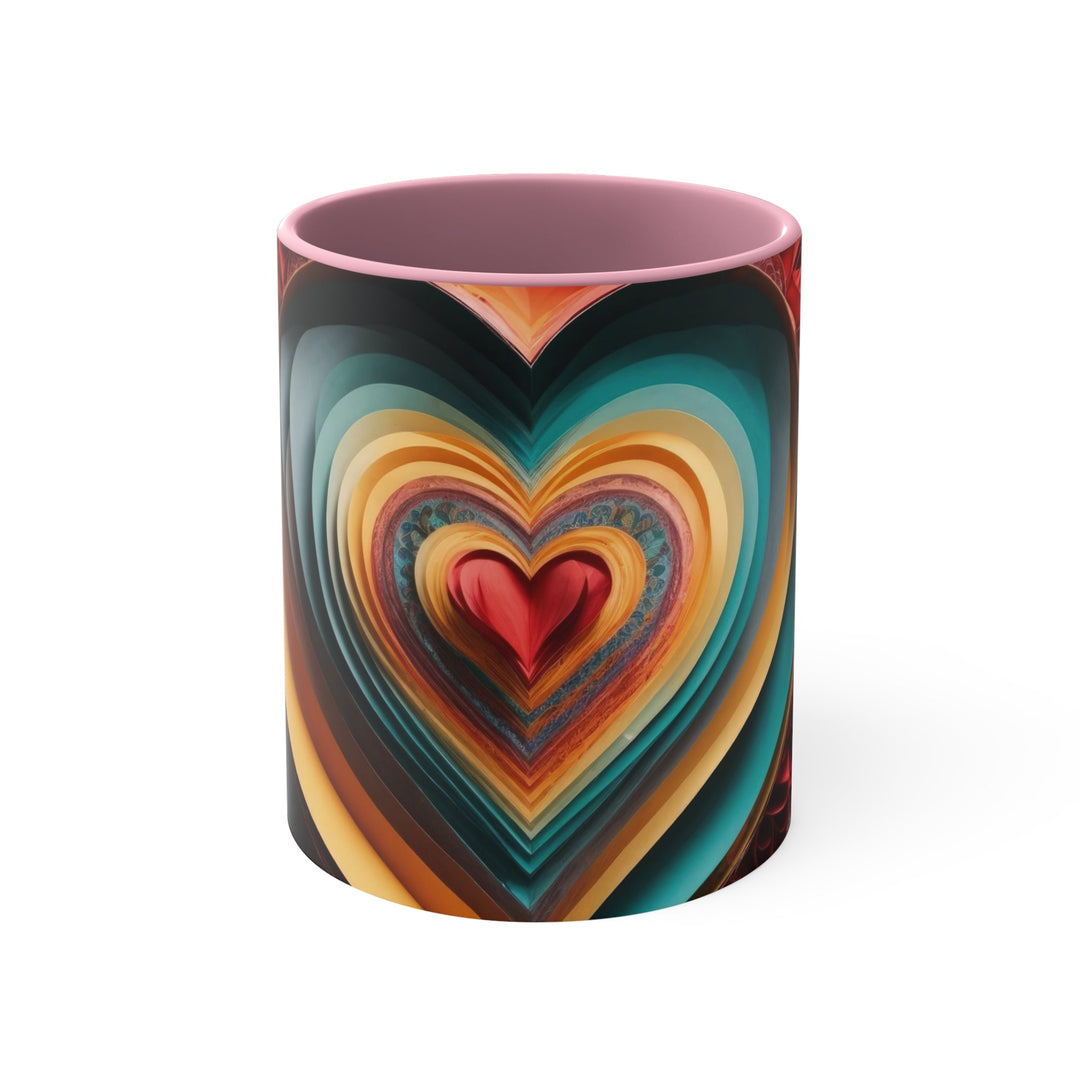 Layered Heart Blossoms - Accent Coffee Mug - Mug - g(0D·IO) - Pink - 11oz -