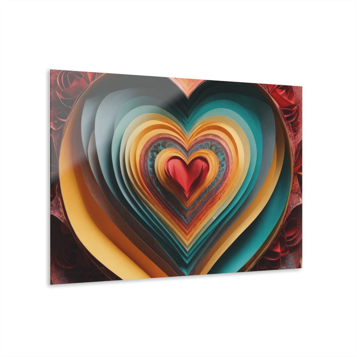 Layered Heart Blossoms - Acrylic Prints (French Cleat Hanging) - Home Decor - g(0D·IO) - 36" x 24" (Horizontal) - 0.25'' -