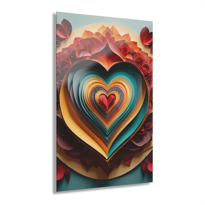 Layered Heart Blossoms - Acrylic Prints (French Cleat Hanging) - Home Decor - g(0D·IO) - 24" x 36" (Vertical) - 0.25'' -
