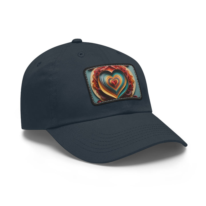 Layered Heart Blossoms - Dad Hat - Hats - g(0D·IO) - White / Black patch - Rectangle - One size