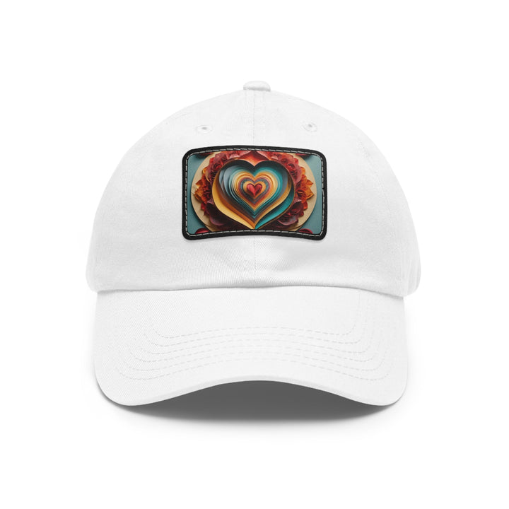 Layered Heart Blossoms - Dad Hat - Hats - g(0D·IO) - White / Black patch - Rectangle - One size