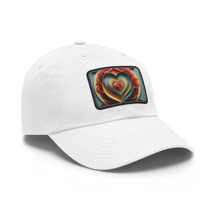 Layered Heart Blossoms - Dad Hat - Hats - g(0D·IO) - White / Black patch - Rectangle - One size