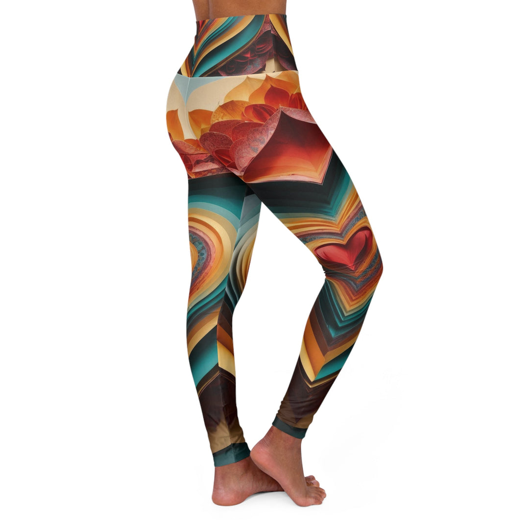 Layered Heart Blossoms - High Waisted AOP Yoga Leggings - All Over Prints - g(0D·IO) - XS - -