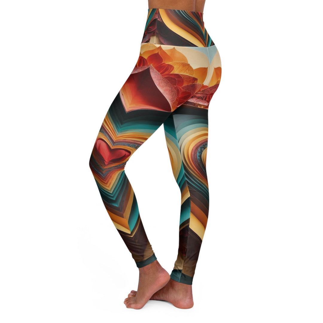 Layered Heart Blossoms - High Waisted AOP Yoga Leggings - All Over Prints - g(0D·IO) - XS - -