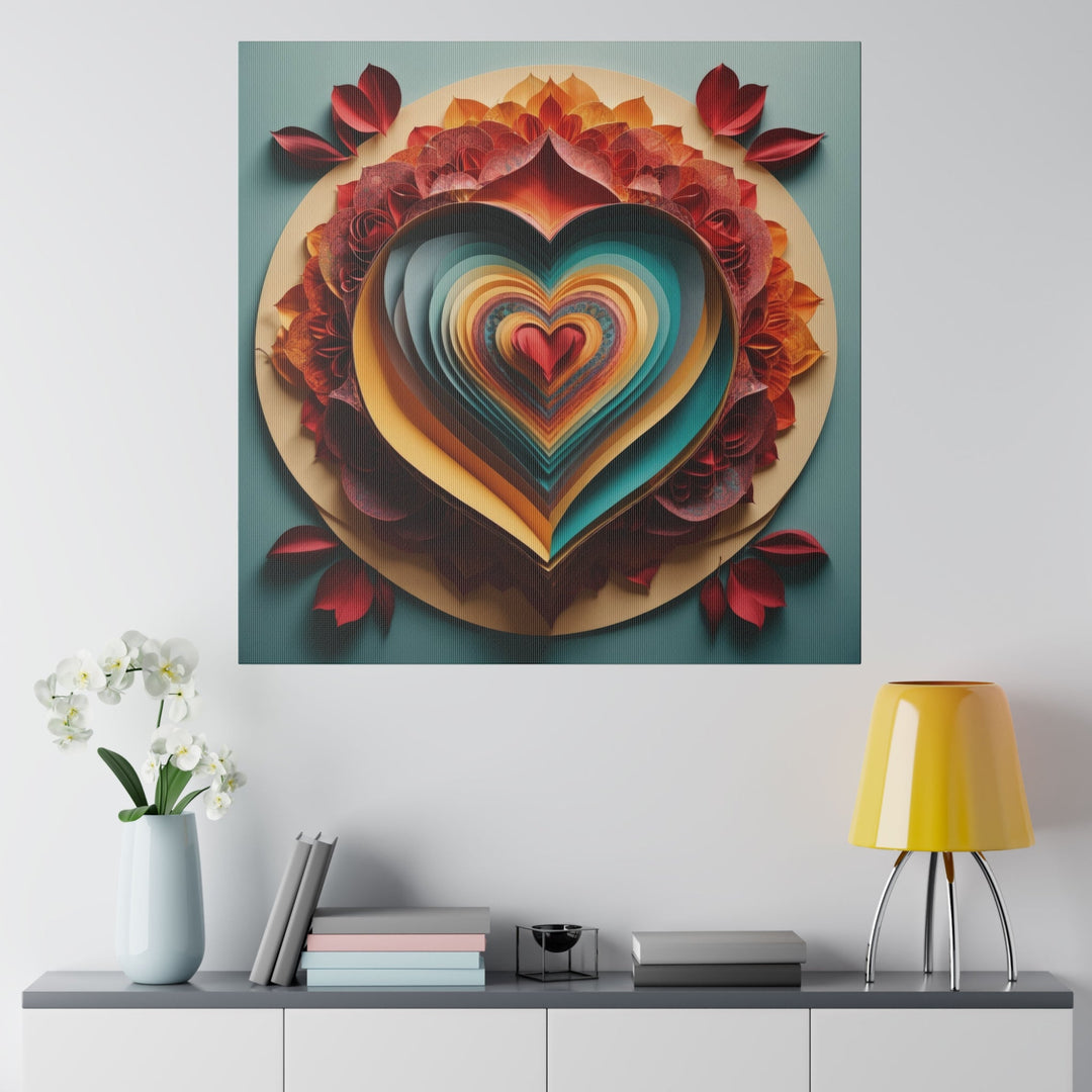 Layered Heart Blossoms - Matte Canvas - Canvas - g(0D·IO) - 32" x 32" (Square) - 0.75'' -