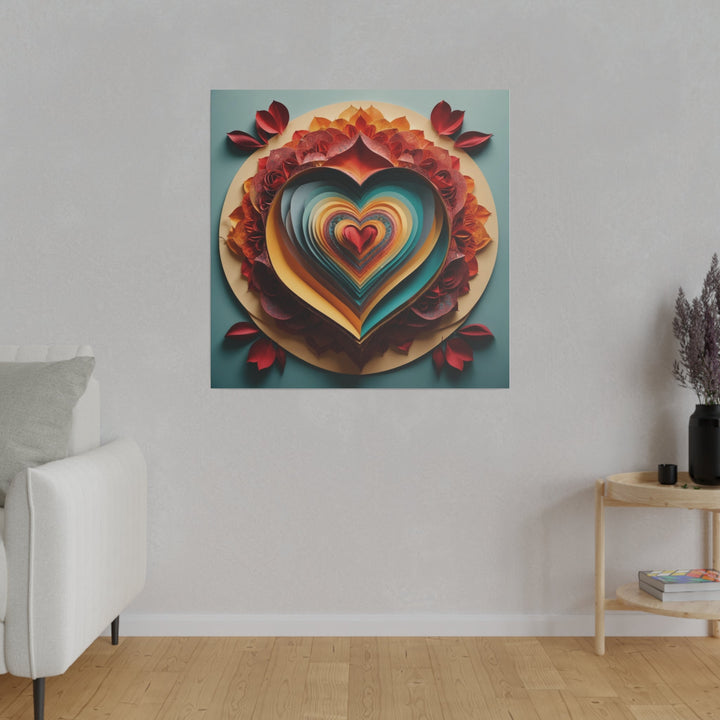 Layered Heart Blossoms - Matte Canvas - Canvas - g(0D·IO) - 32" x 32" (Square) - 0.75'' -