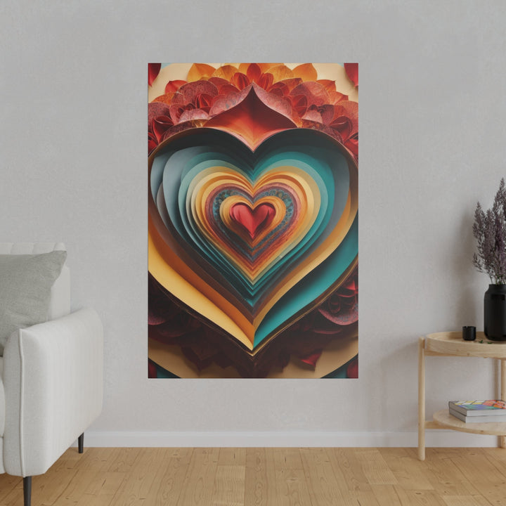 Layered Heart Blossoms - Matte Canvas - Canvas - g(0D·IO) - 32" x 32" (Square) - 0.75'' -